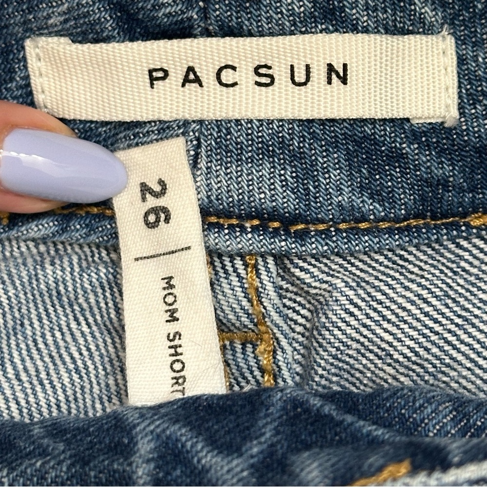 Pacsun Mom Shorts High Waisted Denim Rolled Cuff Blue Size 26 - Picture 4 of 4